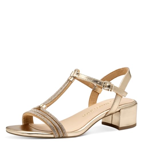 MARCO TOZZI Damen Sandalen mit Absatz mit Verstellbarem Riemen Glitzer, Gold (Gold Comb), 38 EU von MARCO TOZZI