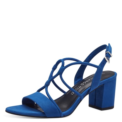 MARCO TOZZI Damen Sandalen mit Absatz mit Verstellbarem Riemen Vegan, Blau (Royal), 38 EU von MARCO TOZZI