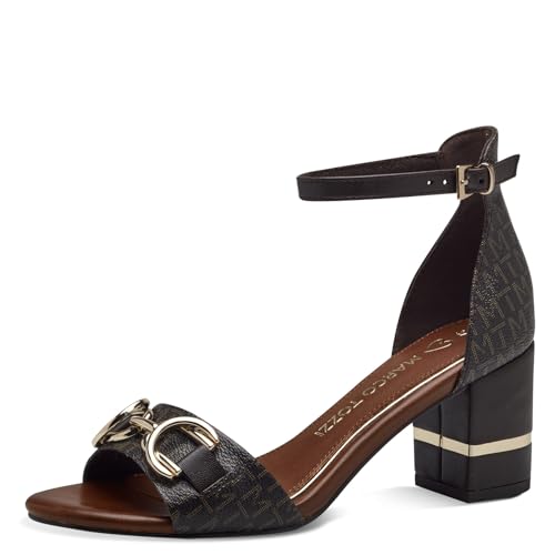 MARCO TOZZI Damen Sandalen mit Absatz mit Verstellbarem Riemen Vegan, Braun (Mocca Comb), 37 EU von MARCO TOZZI