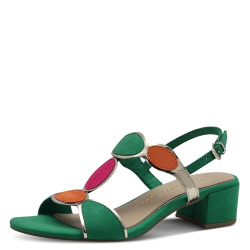 MARCO TOZZI Damen Sandalen mit Absatz mit Verstellbarem Riemen Vegan, Grün (Leaf Green com), 38 EU von MARCO TOZZI