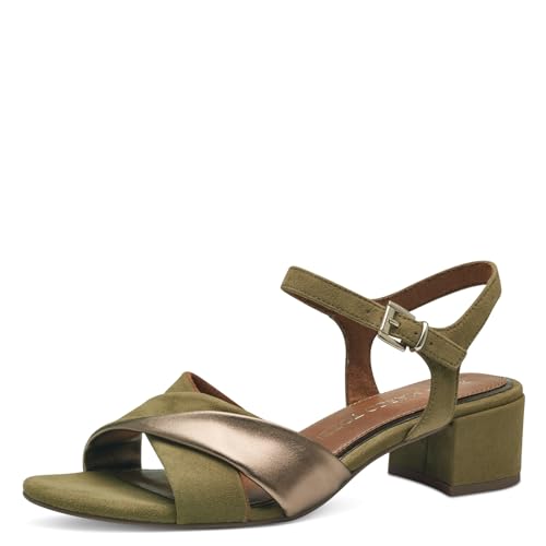 MARCO TOZZI Damen Sandalen mit Absatz mit Verstellbarem Riemen Vegan, Mehrfarbig (Fern Green Com), 39 EU von MARCO TOZZI