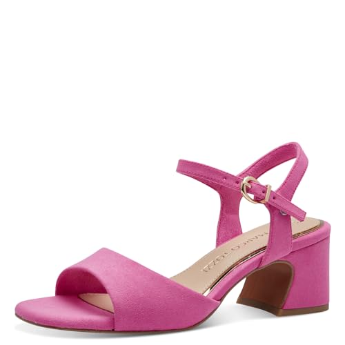 MARCO TOZZI Damen Sandalen mit Absatz mit Verstellbarem Riemen Vegan, Rosa (Hot Pink), 38 EU von MARCO TOZZI