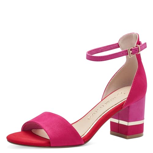 MARCO TOZZI Damen Sandalen mit Absatz mit Verstellbarem Riemen Vegan, Rosa (Pink Comb), 36 EU von MARCO TOZZI