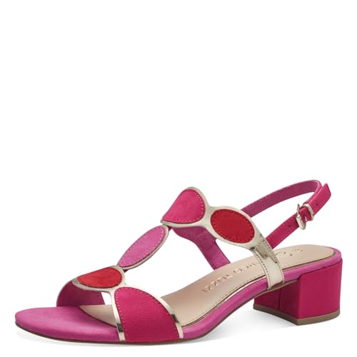 MARCO TOZZI Damen Sandalen mit Absatz mit Verstellbarem Riemen Vegan, Rosa (Pink Comb), 37 EU von MARCO TOZZI