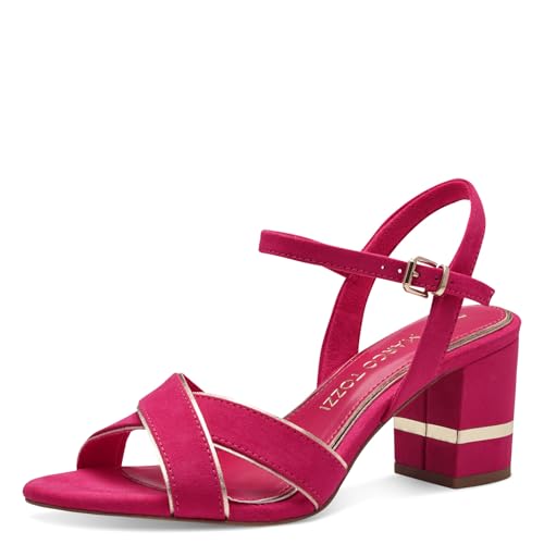 MARCO TOZZI Damen Sandalen mit Absatz mit Verstellbarem Riemen Vegan, Rosa (Pink Comb), 38 EU von MARCO TOZZI