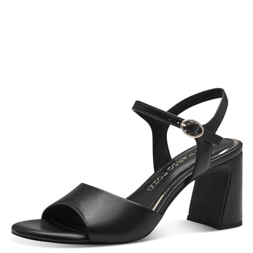 MARCO TOZZI Damen Sandalen mit Absatz mit Verstellbarem Riemen Vegan, Schwarz (Schwarz), 40 EU von MARCO TOZZI