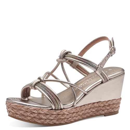 MARCO TOZZI Damen Sandalen mit Keilabsatz Glitzer Vegan, Mehrfarbig (Rose Met Comb), 38 EU von MARCO TOZZI