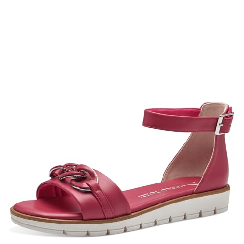 MARCO TOZZI Damen Sandalen mit Keilabsatz Hinten geschlossen Vegan, Rosa (Pink), 39 EU von MARCO TOZZI