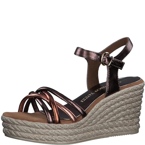 MARCO TOZZI Damen Sandalen mit Keilabsatz mit Verstellbarem Riemen Bequem, Metallisch (Bronce Comb), 39 EU von MARCO TOZZI