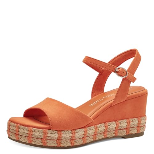 MARCO TOZZI Damen Sandalen mit Keilabsatz mit Verstellbarem Riemen Bequem, Orange (Orange), 37 EU von MARCO TOZZI