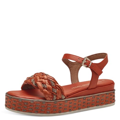MARCO TOZZI Damen Sandalen mit Keilabsatz mit Verstellbarem Riemen Bequem, Orange (Terracotta Com), 40 EU von MARCO TOZZI