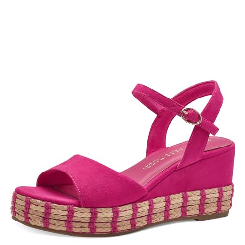 MARCO TOZZI Damen Sandalen mit Keilabsatz mit Verstellbarem Riemen Bequem, Rosa (Pink), 40 EU von MARCO TOZZI