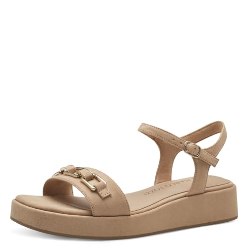 MARCO TOZZI Damen Sandalen mit Keilabsatz mit Verstellbarem Riemen Elegant, Beige (Biscuit), 40 EU von MARCO TOZZI