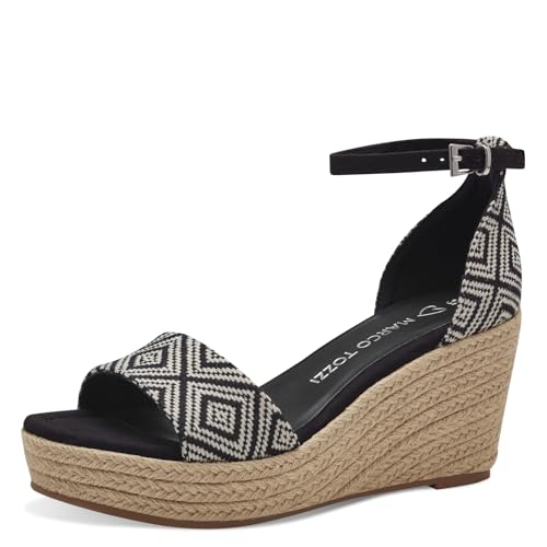 MARCO TOZZI Damen Sandalen mit Keilabsatz Sommer mit Plateau, Schwarz (Black Comb), 41 EU von MARCO TOZZI