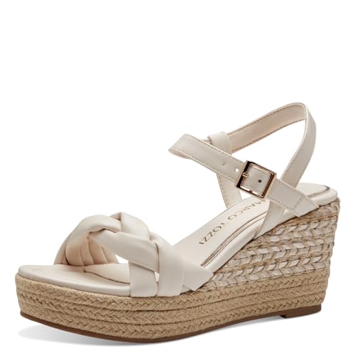 MARCO TOZZI Damen Sandalen mit Keilabsatz mit Verstellbarem Riemen Vegan, Beige (Cream Comb), 37 EU von MARCO TOZZI