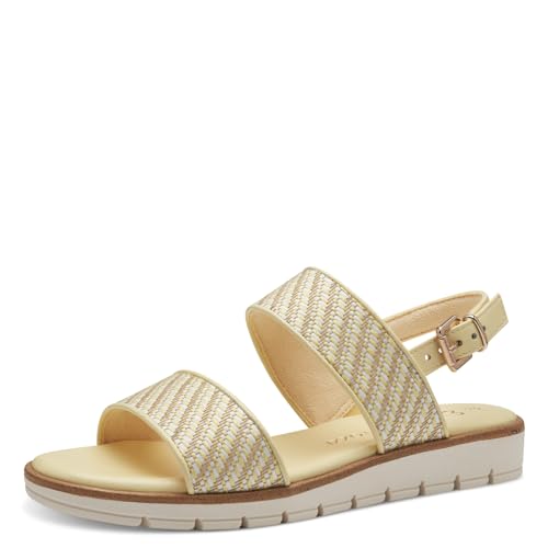MARCO TOZZI Damen Sandalen mit Keilabsatz mit Verstellbarem Riemen Vegan, Gelb (Lemon Comb), 38 EU von MARCO TOZZI