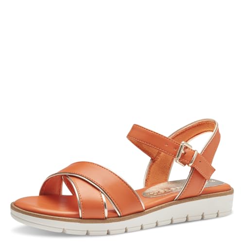 MARCO TOZZI Damen Sandalen mit Keilabsatz mit Verstellbarem Riemen Vegan, Mehrfarbig (Mango Comb), 36 EU von MARCO TOZZI