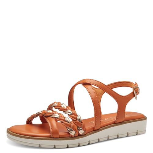 MARCO TOZZI Damen Sandalen mit Keilabsatz mit Verstellbarem Riemen Vegan, Mehrfarbig (Mango Comb), 40 EU von MARCO TOZZI