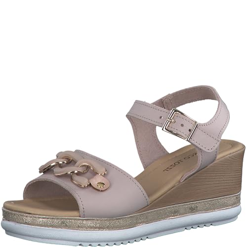 MARCO TOZZI Damen Sandalen mit Keilabsatz mit Verstellbarem Riemen aus Leder, Rosa (Rose Nubuck), 37 EU von MARCO TOZZI