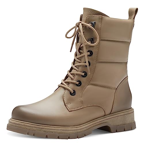 MARCO TOZZI Damen Schnürstiefel ohne Absatz aus Kunstleder Winter, Grau (Taupe), 41 von MARCO TOZZI