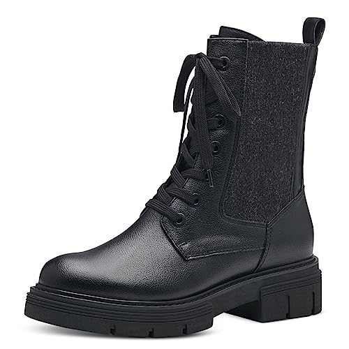 MARCO TOZZI Damen Schnürstiefel ohne Absatz aus Kunstleder Winter, Schwarz (Black), 41 von MARCO TOZZI