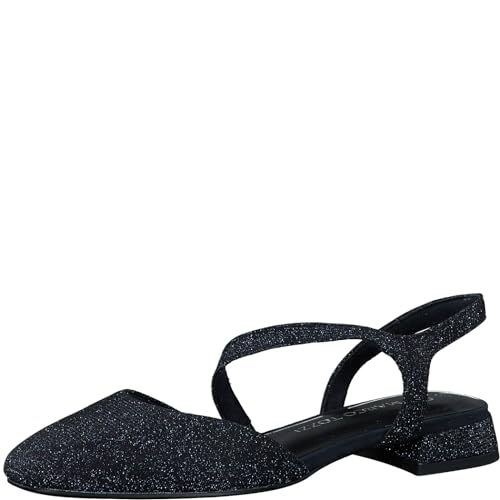 MARCO TOZZI Damen Slingpumps Elegant Vegan, Blau (Navy Metallic), 37 EU von MARCO TOZZI