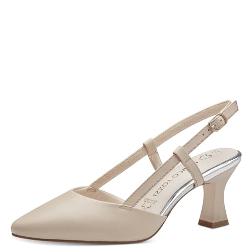 MARCO TOZZI Damen Slingpumps aus Leder Spitz, Beige (Cream), 39 EU von MARCO TOZZI