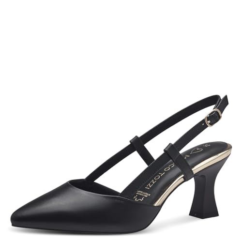 MARCO TOZZI Damen Slingpumps aus Leder Spitz, Schwarz (Schwarz), 39 EU von MARCO TOZZI