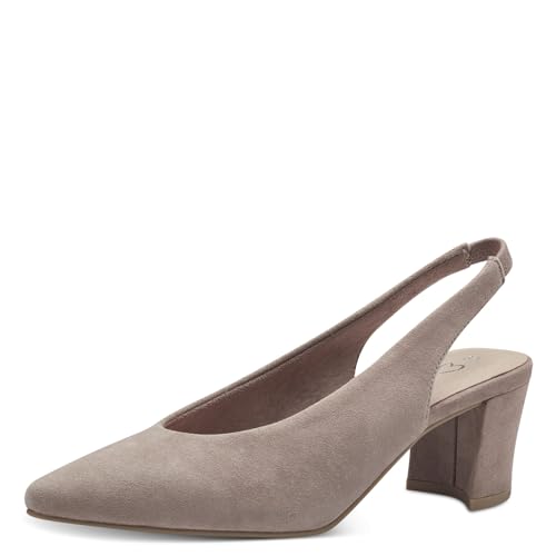 MARCO TOZZI Damen Slingpumps aus Leder mit Blockabsatz, Beige (Nude), 36 EU von MARCO TOZZI