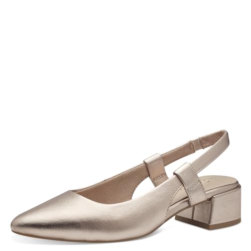 MARCO TOZZI Damen Slingpumps mit Blockabsatz Vegan, Beige (Platinum), 37 EU von MARCO TOZZI