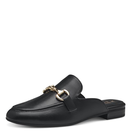 MARCO TOZZI Damen Slipper Hinten offen Vegan, Schwarz (Black Gold), 38 EU von MARCO TOZZI