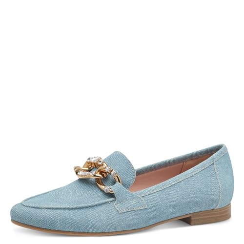 MARCO TOZZI Damen Slipper aus Leder mit Blockabsatz, Blau (Lt.Blue Jeans), 37 EU von MARCO TOZZI