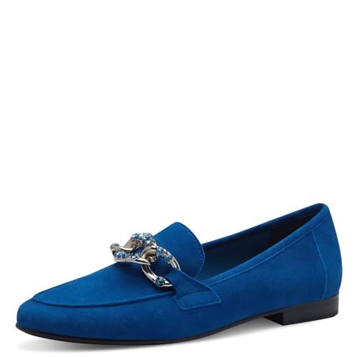 MARCO TOZZI Damen Slipper aus Leder mit Blockabsatz, Blau (Royal), 40 EU von MARCO TOZZI