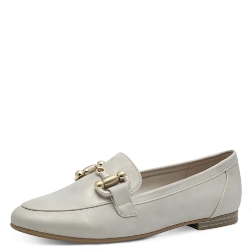 MARCO TOZZI Damen Slipper mit Blockabsatz Elegant, Cremefarben (Dune metallic), 42 EU von MARCO TOZZI