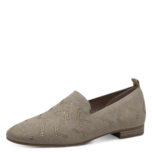 MARCO TOZZI Damen Slipper mit Blockabsatz Runde Spitze, Cremefarben (Dune metallic), 38 EU von MARCO TOZZI