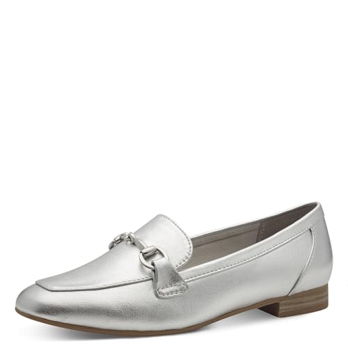 MARCO TOZZI Damen Slipper mit Blockabsatz Vegan, Silber (Silver), 39 EU von MARCO TOZZI