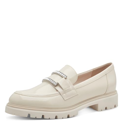 MARCO TOZZI Damen Slipper mit Glitzerdetails Vegan, Cremefarben (Cream patent), 40 EU von MARCO TOZZI