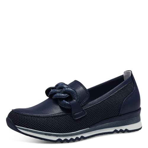MARCO TOZZI Damen Slipper mit Keilabsatz Bequem, Blau (Navy Comb), 37 EU von MARCO TOZZI