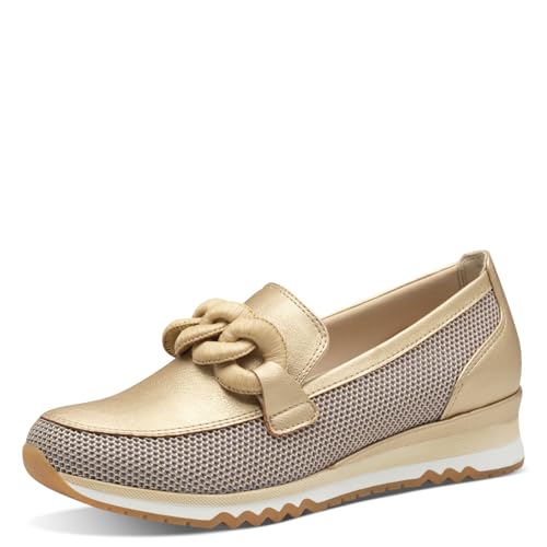 MARCO TOZZI Damen Slipper mit Keilabsatz Bequem, Gold (Gold Comb), 40 EU von MARCO TOZZI