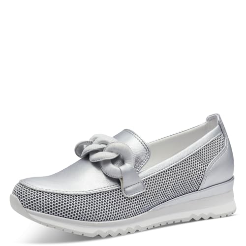 MARCO TOZZI Damen Slipper mit Keilabsatz Bequem, Silber (Silver Comb), 36 EU von MARCO TOZZI