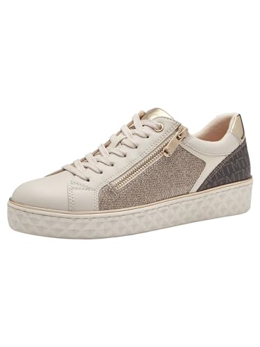MARCO TOZZI Damen Sneaker flach Vegan Freizeit, Beige (Cream Comb), 36 EU von MARCO TOZZI