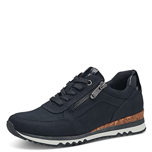 MARCO TOZZI Damen Sneaker flach mit Reißverschluss Vegan, Blau (Dk.navy comb), 39 EU von MARCO TOZZI