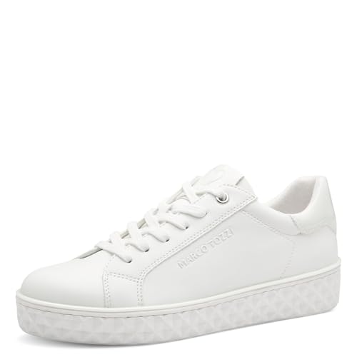 MARCO TOZZI Damen Sneaker flach Vegan Freizeit, Weiß (White), 38 EU von MARCO TOZZI