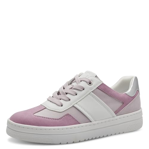 MARCO TOZZI Damen Sneaker flach mit Dicker Sohle Vegan, Mehrfarbig (White/Berry), 40 EU von MARCO TOZZI