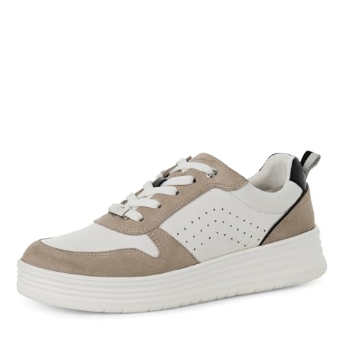 MARCO TOZZI Damen Sneaker flach mit Lederanteil Freizeit, Weiß (White Comb), 42 EU von MARCO TOZZI