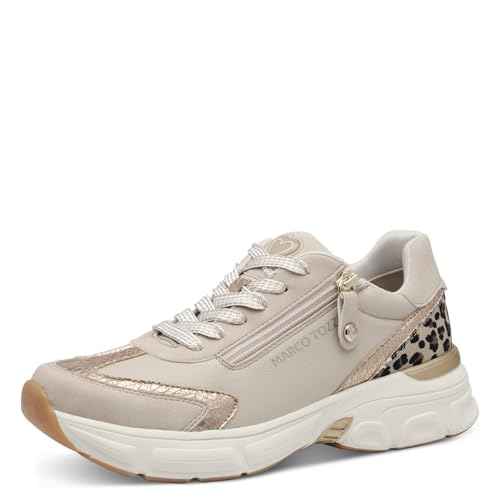 MARCO TOZZI Damen Sneaker flach mit Reißverschluss Chunky-Sohle, Beige (Cream Comb), 39 EU von MARCO TOZZI