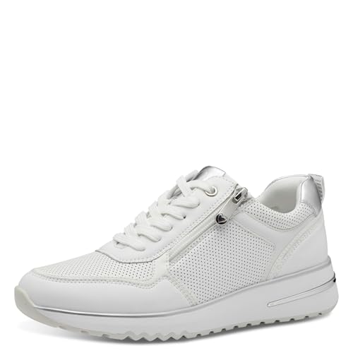 MARCO TOZZI Damen Sneaker flach mit Reißverschluss Chunky-Sohle, Weiß (White Comb), 36 EU von MARCO TOZZI