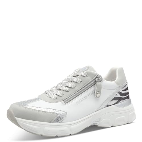 MARCO TOZZI Damen Sneaker flach mit Reißverschluss Chunky-Sohle, Weiß (White Comb), 41 EU von MARCO TOZZI