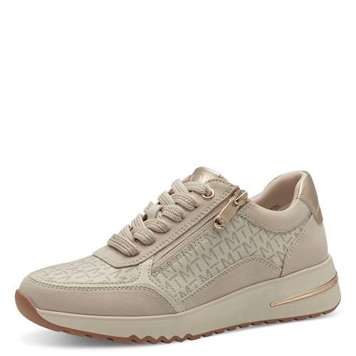 MARCO TOZZI Damen Sneaker flach mit Reißverschluss Freizeit, Beige (Cream Comb), 41 EU von MARCO TOZZI