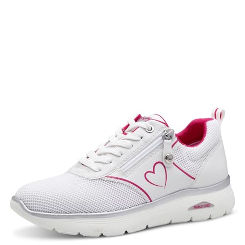 MARCO TOZZI Damen Sneaker flach mit Reißverschluss Sportlich, Weiß (White Comb), 38 EU von MARCO TOZZI